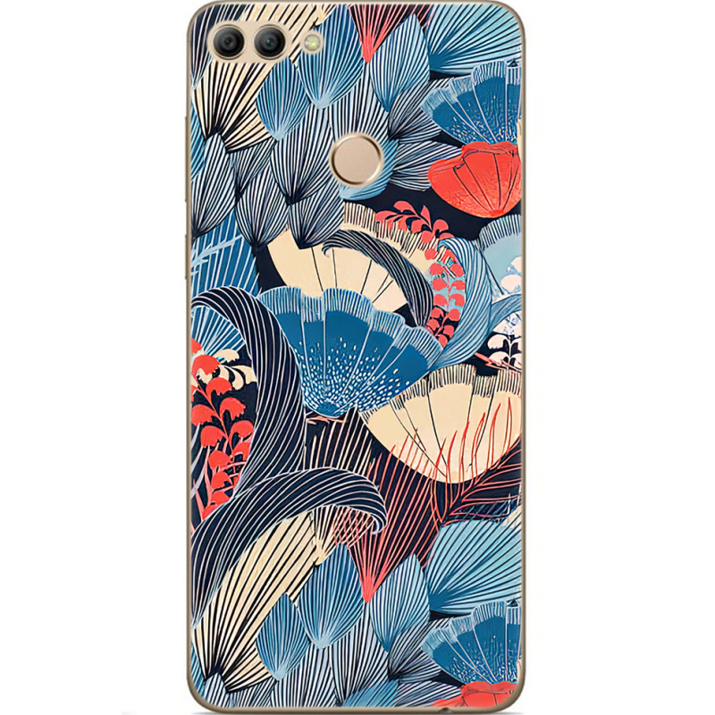 Чехол U-print Huawei Y9 2018 Blue Herb