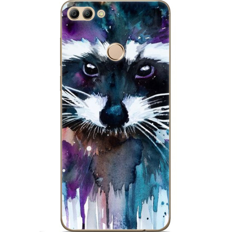 Чехол U-print Huawei Y9 2018 Акварельный енот