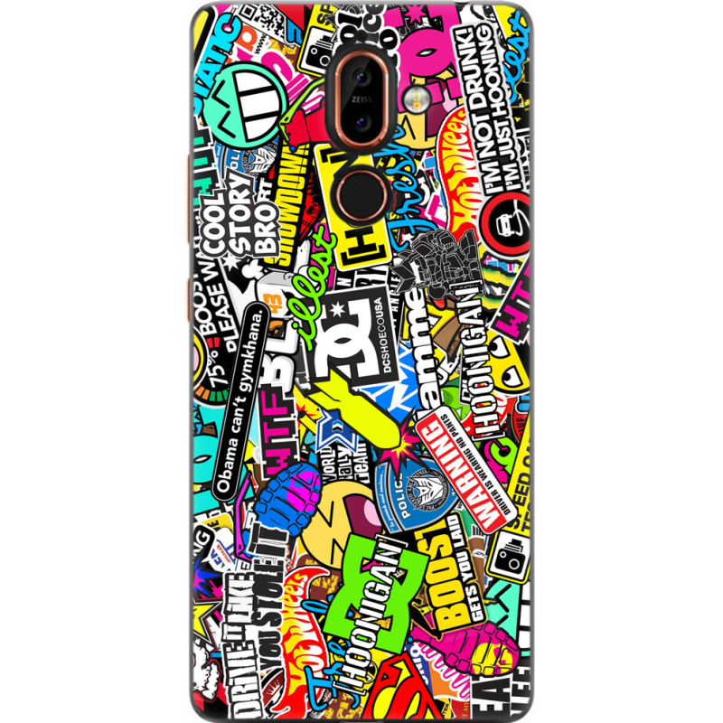 Чехол U-print Nokia 7 Plus Multicolored Inscriptions