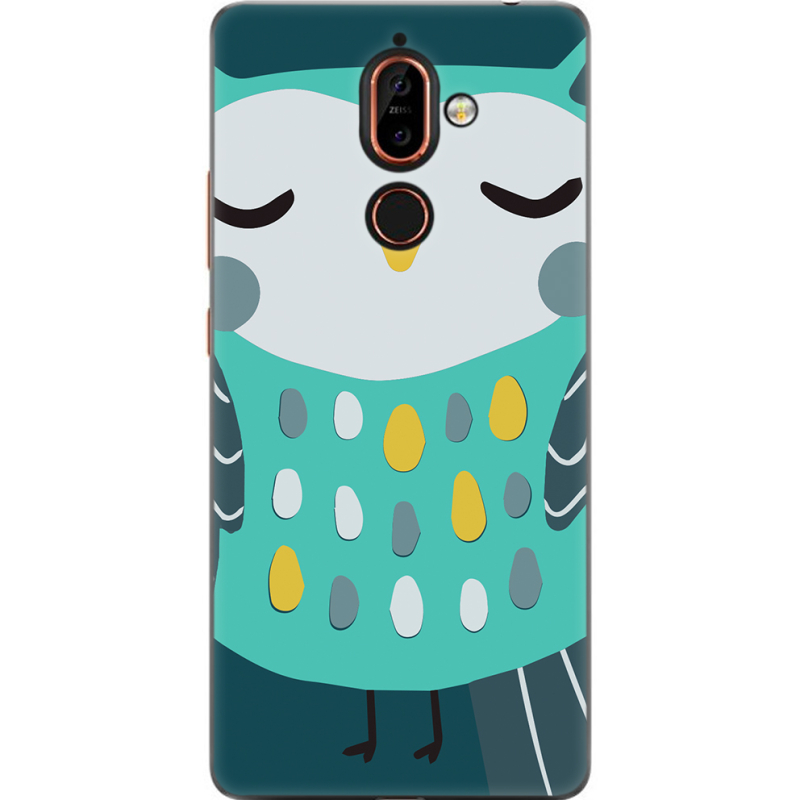 Чехол U-print Nokia 7 Plus Green Owl