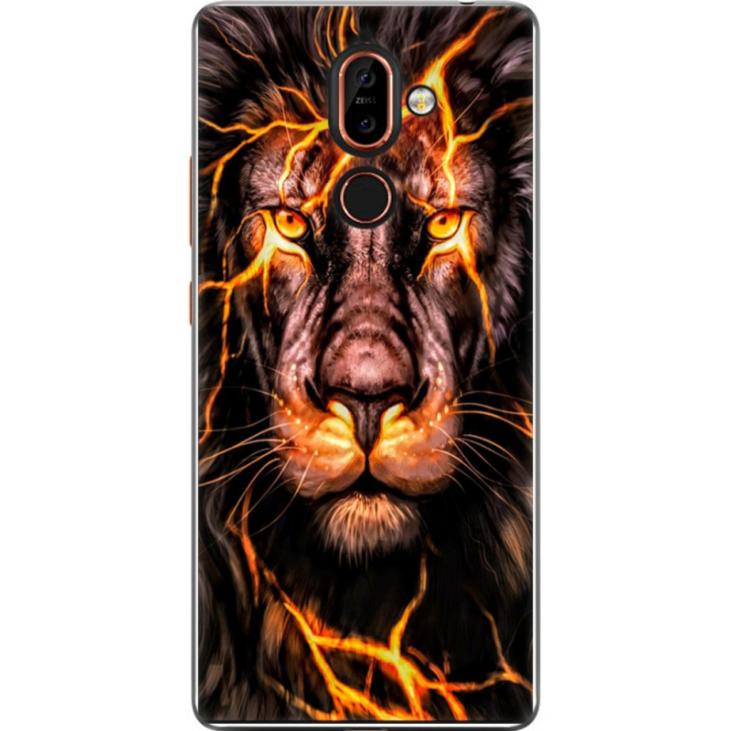 Чехол U-print Nokia 7 Plus Fire Lion