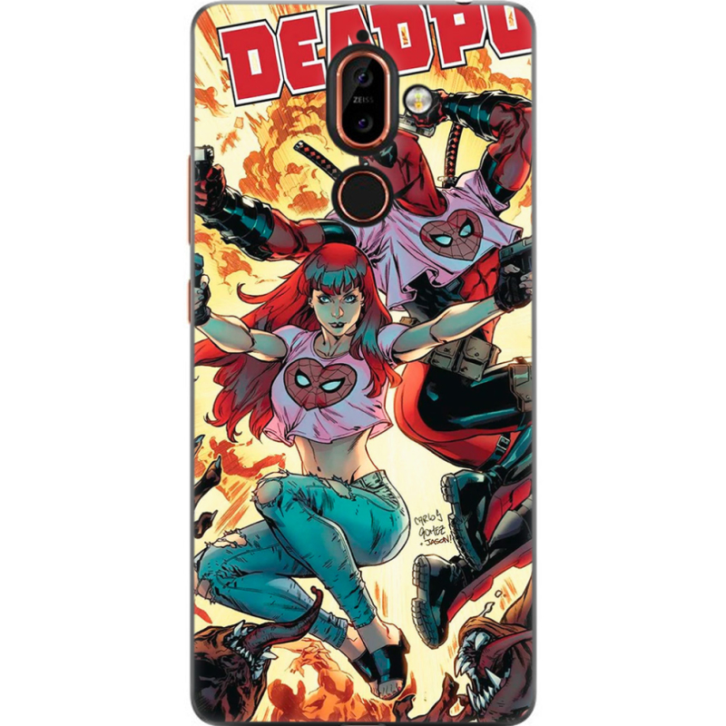 Чехол U-print Nokia 7 Plus Deadpool and Mary Jane