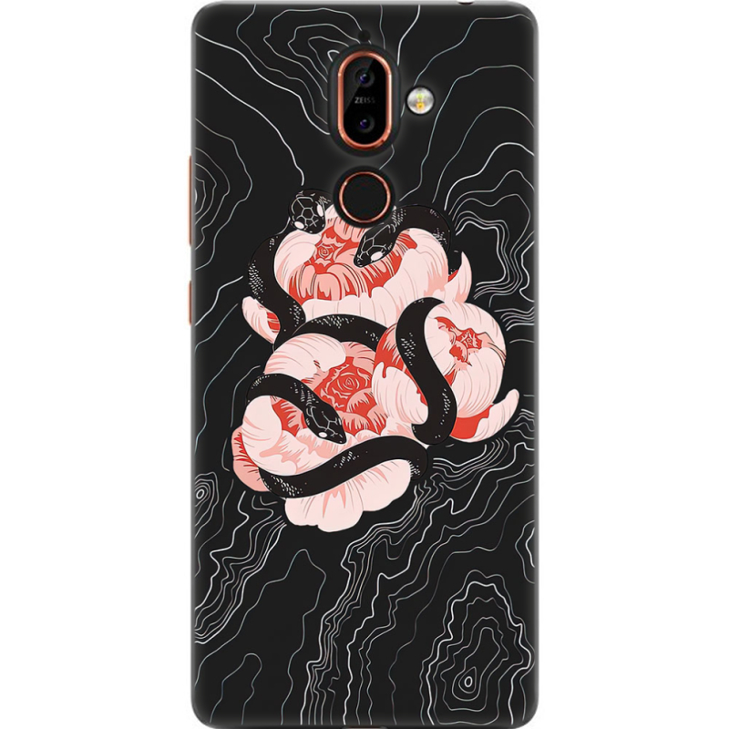 Чехол U-print Nokia 7 Plus Snake Rose