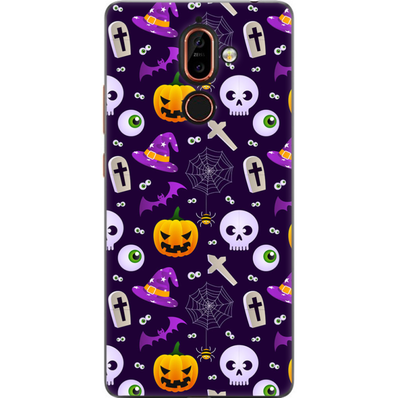 Чехол U-print Nokia 7 Plus Halloween Purple Mood