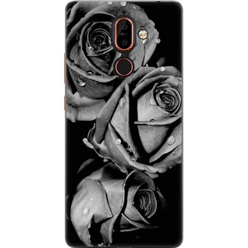 Чехол U-print Nokia 7 Plus Black and White Roses