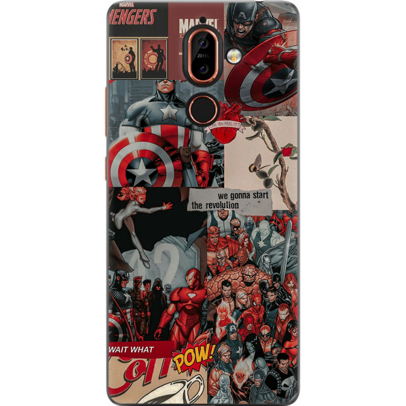 Чехол U-print Nokia 7 Plus Marvel Avengers