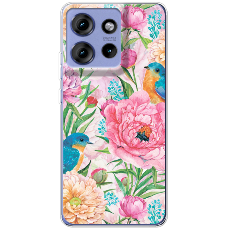 Чохол BoxFace Motorola Edge 50 Birds in Flowers