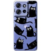 Прозорий чохол BoxFace Motorola Edge 50 с 3D-глазками Black Kitty