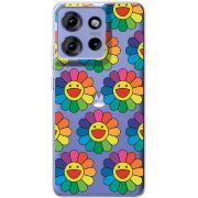 Прозорий чохол BoxFace Motorola Edge 50 Hippie Flowers