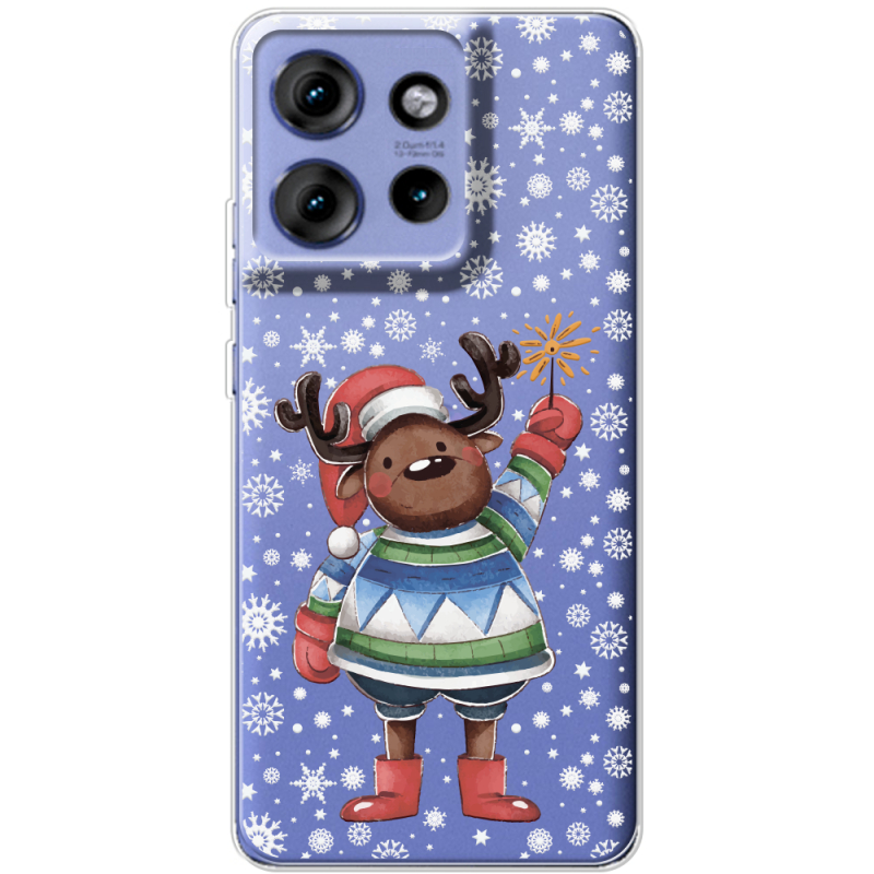 Прозорий чохол BoxFace Motorola Edge 50 Christmas Deer with Snow