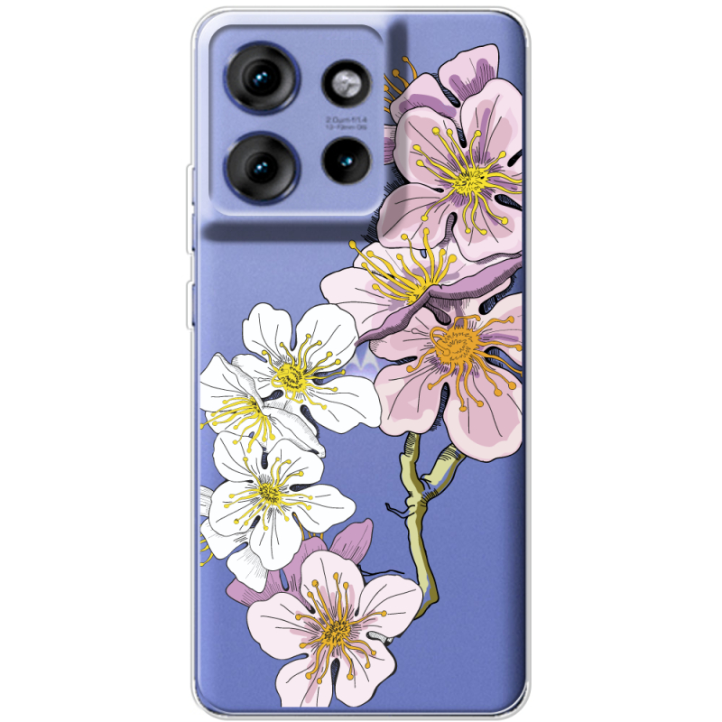 Прозорий чохол BoxFace Motorola Edge 50 Cherry Blossom