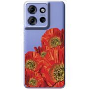 Прозорий чохол BoxFace Motorola Edge 50 Red Poppies