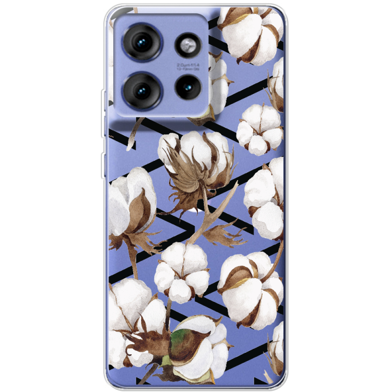 Прозорий чохол BoxFace Motorola Edge 50 Cotton flowers