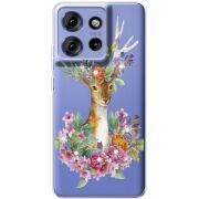 Чохол зі стразами Motorola Edge 50 Deer with flowers