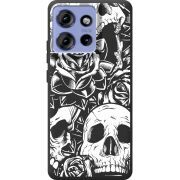 Чорний чохол BoxFace Motorola Edge 50 Skull and Roses