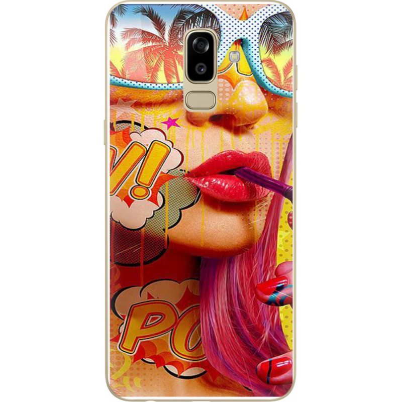 Чехол U-print Samsung J810 Galaxy J8 2018 Yellow Girl Pop Art