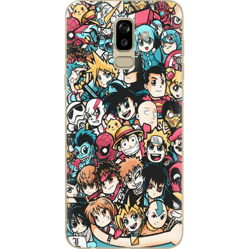 Чехол U-print Samsung J810 Galaxy J8 2018 Anime Stickers