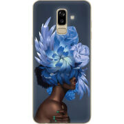 Чехол U-print Samsung J810 Galaxy J8 2018 Exquisite Blue Flowers