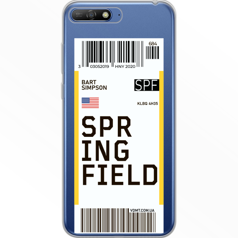 Прозрачный чехол Uprint Huawei Y6 2018 Ticket Springfield