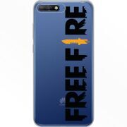 Прозрачный чехол Uprint Huawei Y6 2018 Free Fire Black Logo