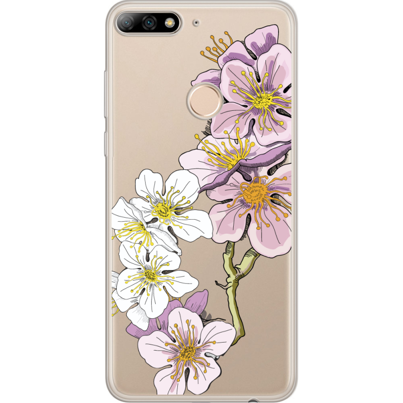 Прозрачный чехол Uprint Huawei Y7 Prime 2018 / Honor 7C Pro Cherry Blossom