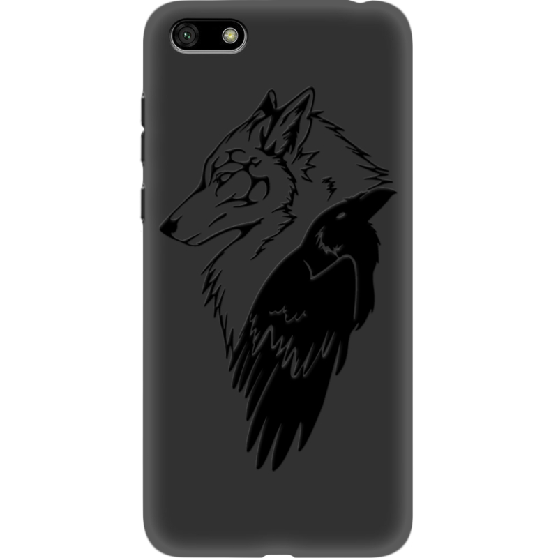 Черный чехол Uprint Huawei Y5 2018 / Honor 7A Wolf and Raven