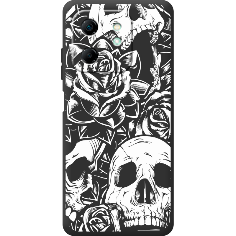 Чорний чохол BoxFace Infinix Hot 50i Skull and Roses