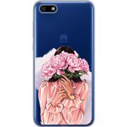 Прозрачный чехол Uprint Huawei Y5 2018 / Honor 7A Девушка с Пионами