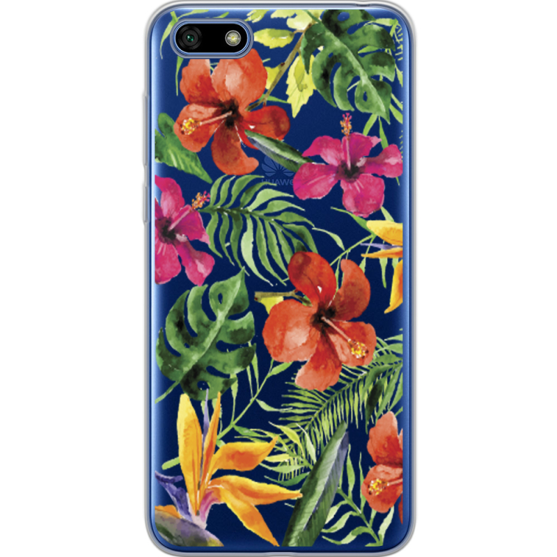 Прозрачный чехол Uprint Huawei Y5 2018 / Honor 7A Tropical Flowers