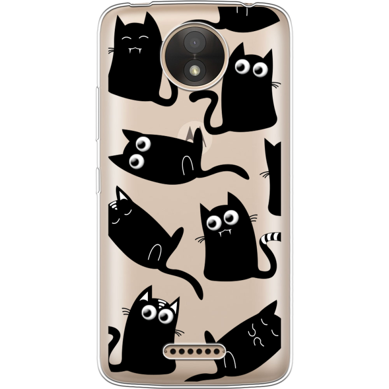 Прозрачный чехол Uprint Motorola Moto C XT1750 с 3D-глазками Black Kitty