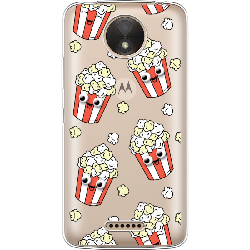 Прозрачный чехол Uprint Motorola Moto C XT1750 с 3D-глазками Popcorn