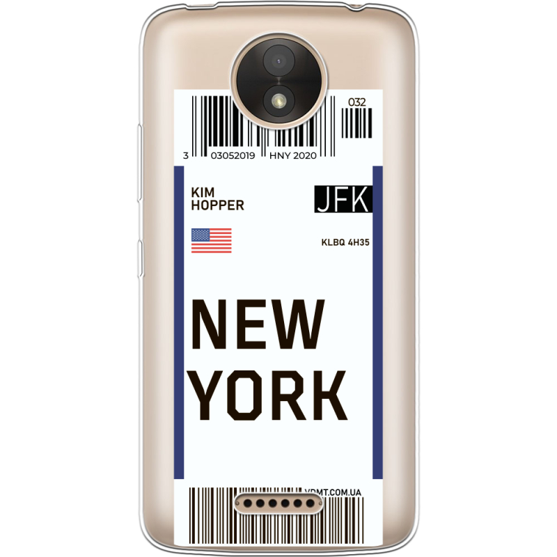 Прозрачный чехол Uprint Motorola Moto C XT1750 Ticket New York