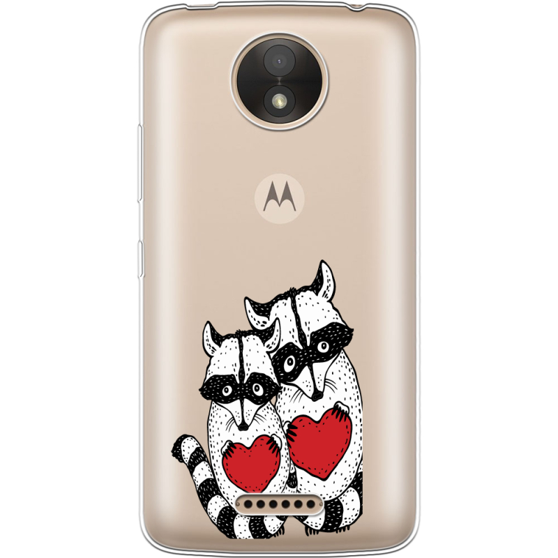 Прозрачный чехол Uprint Motorola Moto C XT1750 Raccoons in love