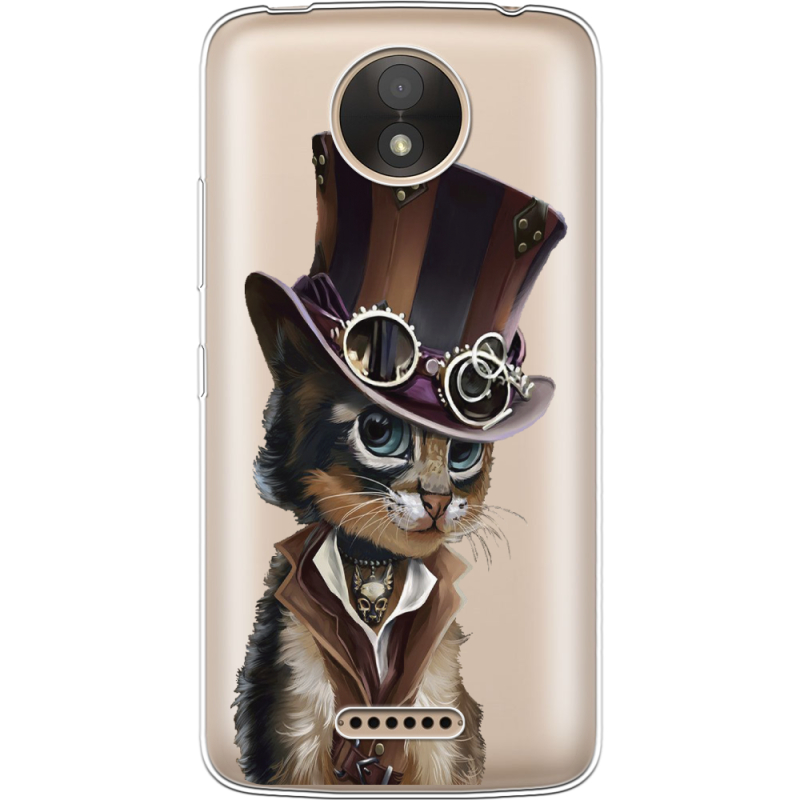 Прозрачный чехол Uprint Motorola Moto C XT1750 Steampunk Cat