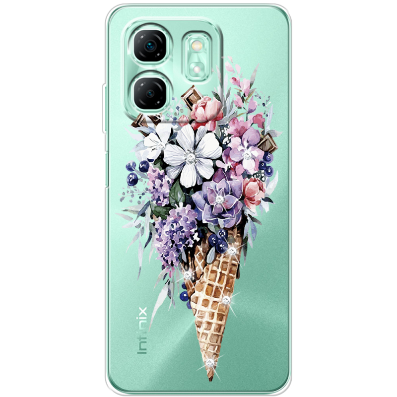 Чохол зі стразами Infinix Smart 9 Ice Cream Flowers