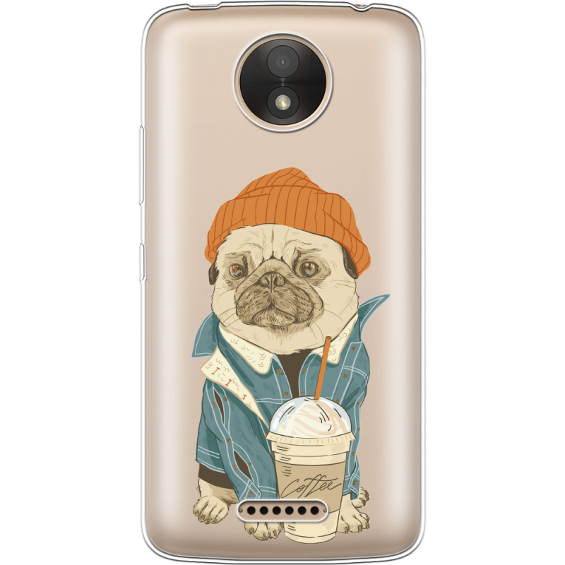 Прозрачный чехол Uprint Motorola Moto C Plus XT1723 Dog Coffeeman