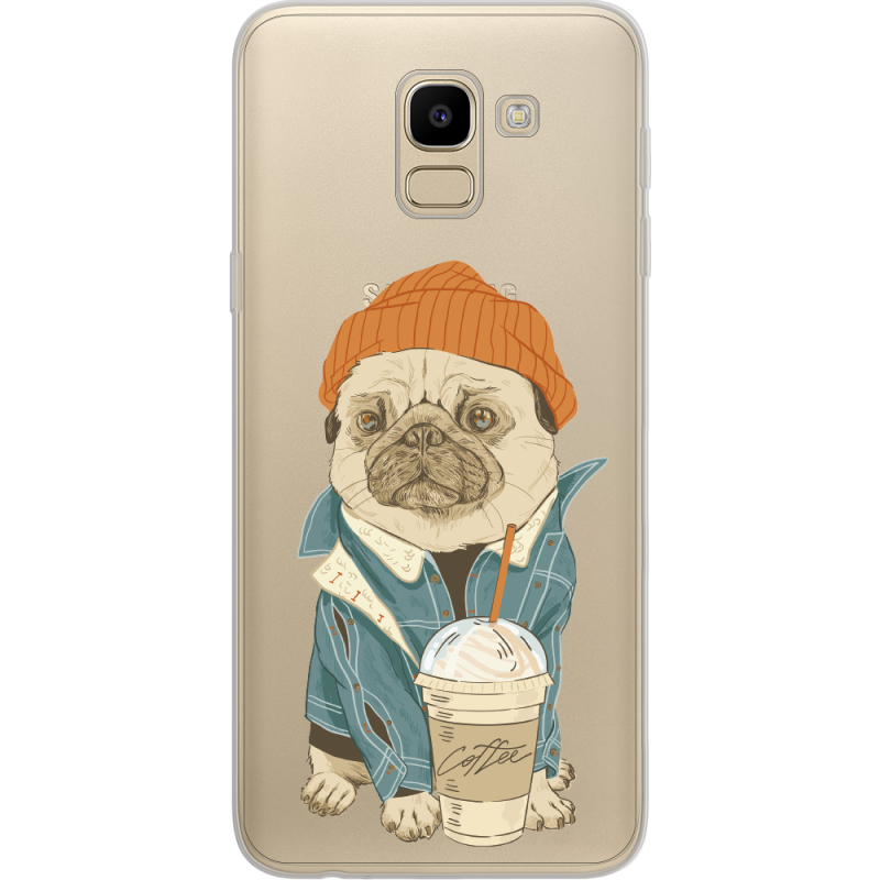 Прозрачный чехол Uprint Samsung J600 Galaxy J6 2018 Dog Coffeeman