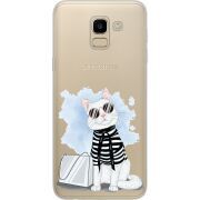 Прозрачный чехол Uprint Samsung J600 Galaxy J6 2018 Cat Style