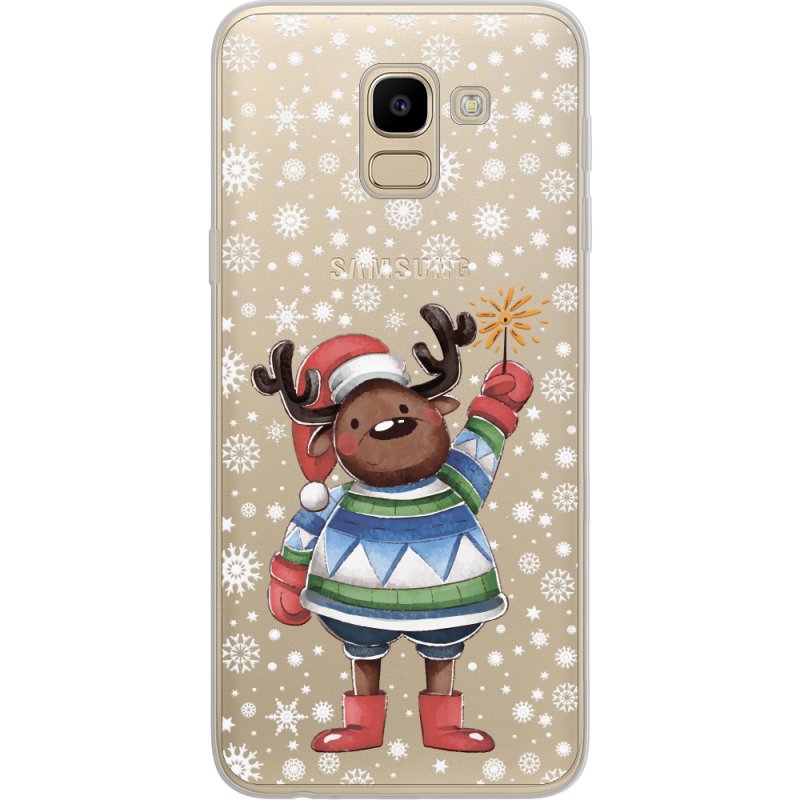 Прозрачный чехол Uprint Samsung J600 Galaxy J6 2018 Christmas Deer with Snow