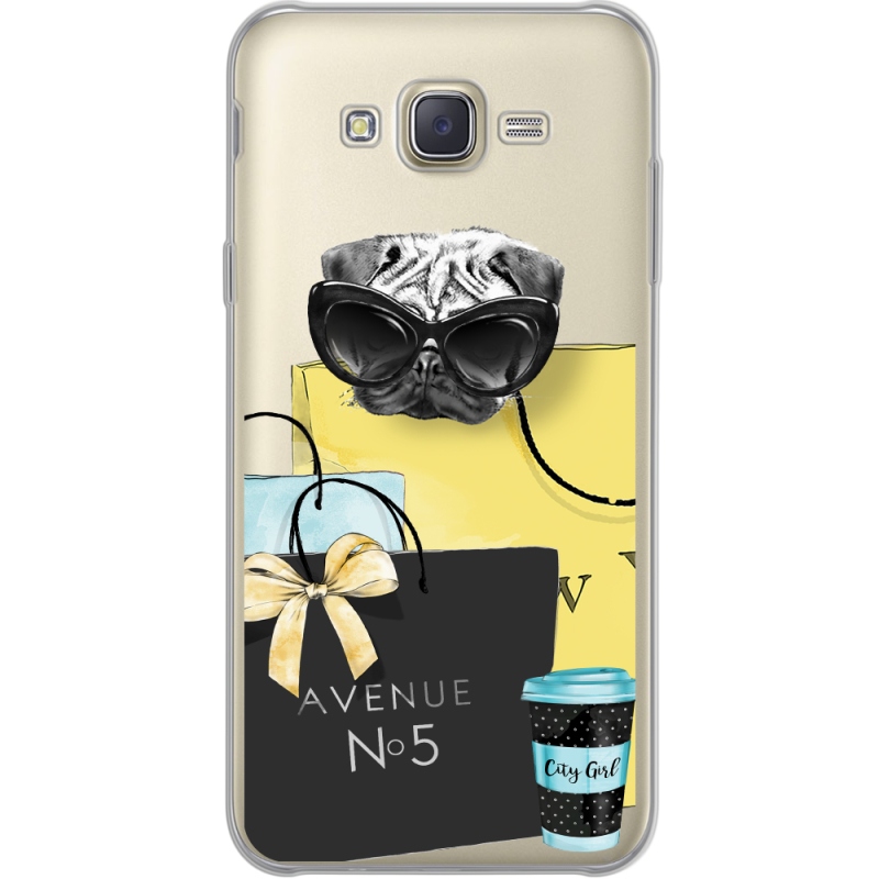 Прозрачный чехол Uprint Samsung J700H Galaxy J7 Fashion Pug