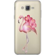 Прозрачный чехол Uprint Samsung J700H Galaxy J7 Floral Flamingo