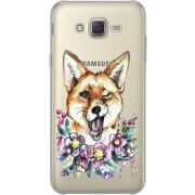 Прозрачный чехол Uprint Samsung J700H Galaxy J7 Winking Fox
