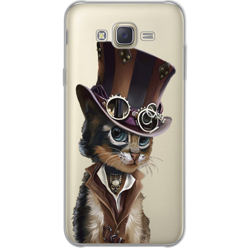 Прозрачный чехол Uprint Samsung J700H Galaxy J7 Steampunk Cat