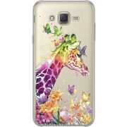 Прозрачный чехол Uprint Samsung J700H Galaxy J7 Colorful Giraffe