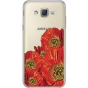 Прозрачный чехол Uprint Samsung J700H Galaxy J7 Red Poppies