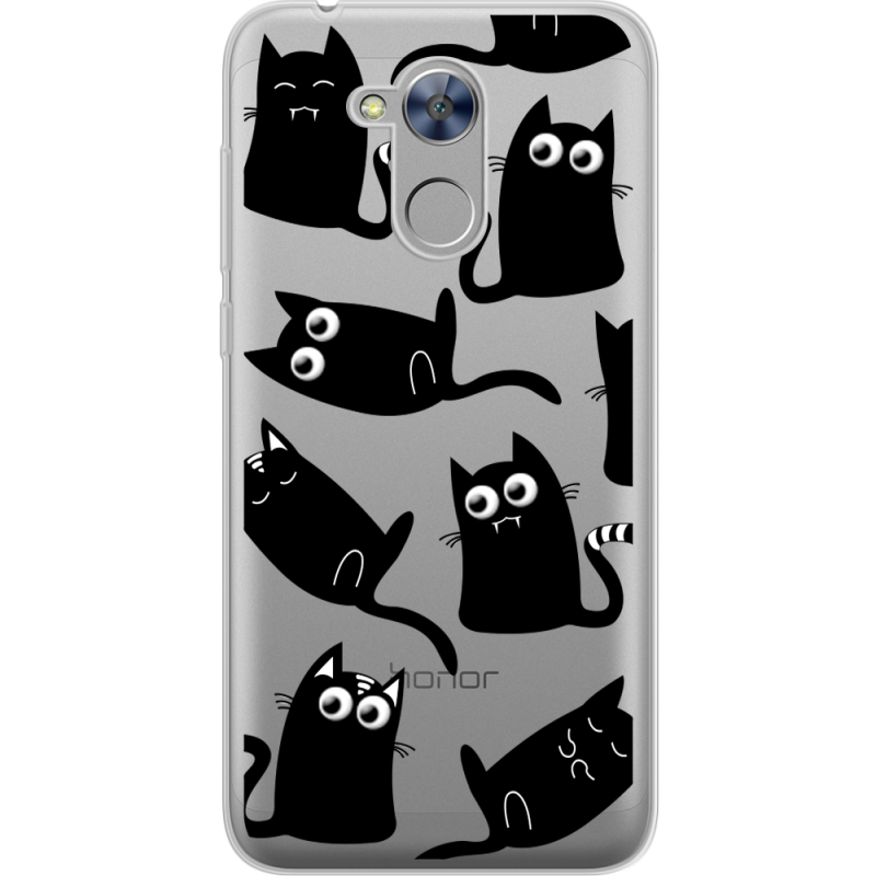 Прозрачный чехол Uprint Huawei Honor 6A с 3D-глазками Black Kitty
