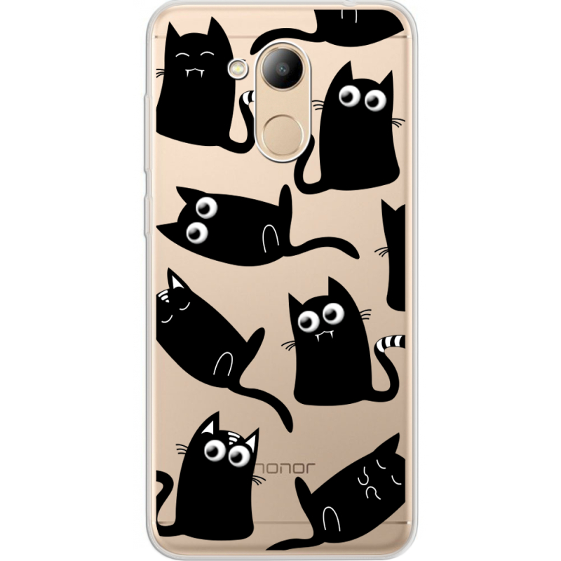 Прозрачный чехол Uprint Huawei Honor 6C Pro с 3D-глазками Black Kitty