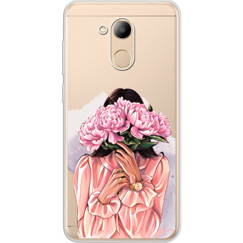 Прозрачный чехол Uprint Huawei Honor 6C Pro Девушка с Пионами