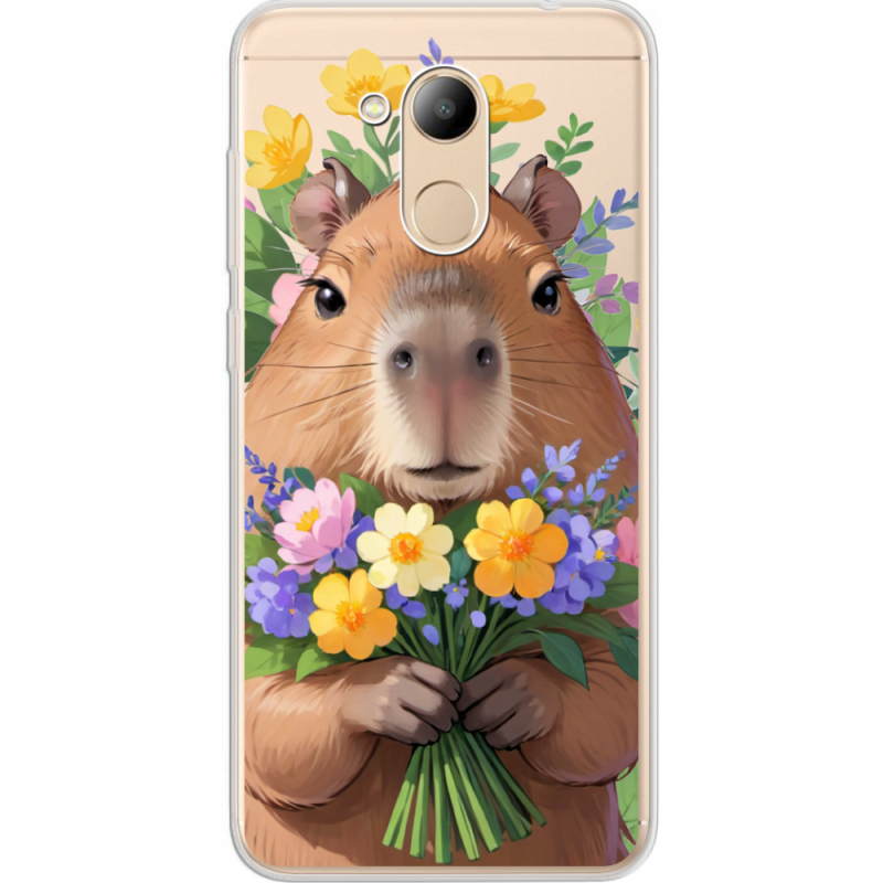 Прозрачный чехол Uprint Huawei Honor 6C Pro Капибара з квітами
