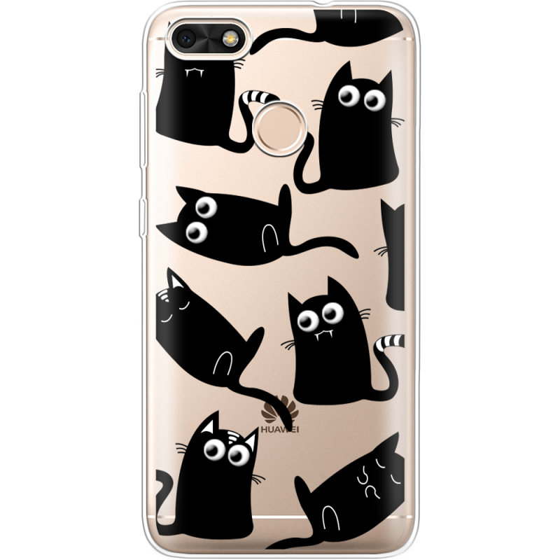 Прозрачный чехол Uprint Huawei Nova Lite 2017 с 3D-глазками Black Kitty